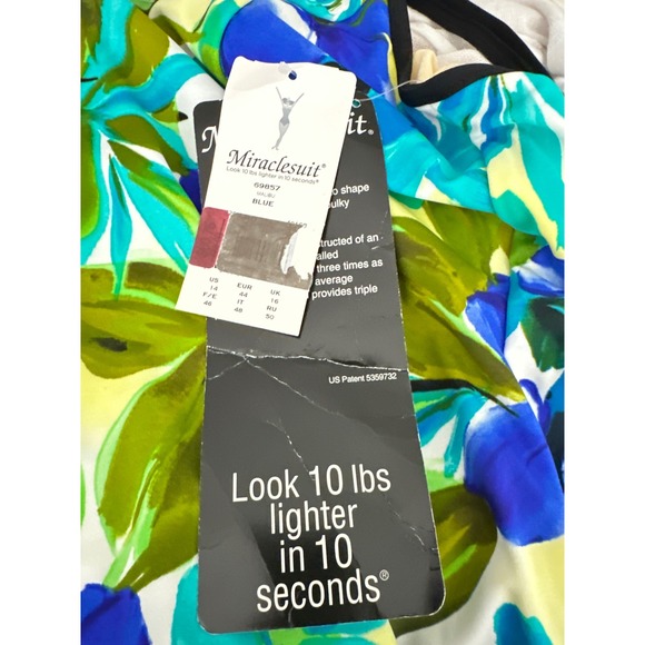 Miraclesuit Malibu Floral Blue Green Tankini Top Women's Swimsuit Separates - Picture 6 of 7